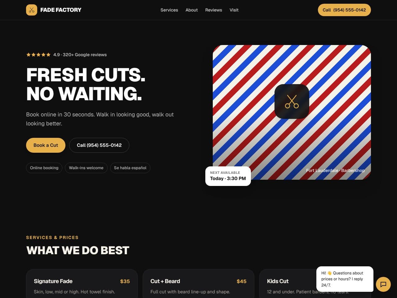 Fade Factory — Barbershop sample website